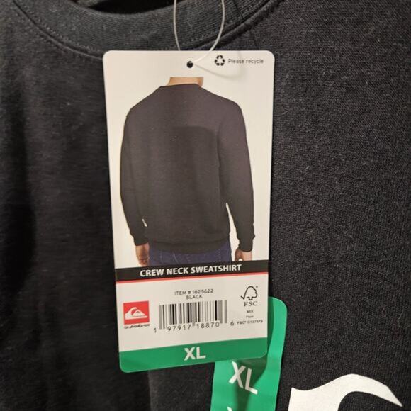 Quiksilver Men's Crew Neck Sweatshirt / Color Black /Size X-Large/ New With Tags - Picture 7 of 8